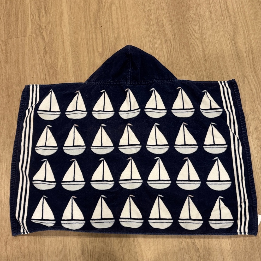 Pottery Barn Kids baby sailboat hooded towel